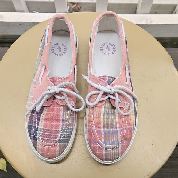 Polo Ralph Lauren Shoes - Polo by Ralph Lauren Pink Plaid Women's Deck Shoes.